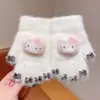 Guantes de Peluche de Gatito para Niñas, Nuevo Estilo de Invierno, Cálidos, Lindos, Separados por Dedos, Compatibles con Pantalla Táctil, Guantes Kt a Prueba de Viento