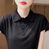 Simple Casual Lar Manga Corta para Mujer Verano Nuevo Delgado Polo Cuello Top Manga Media Tejido Camiseta Commuter