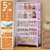 Vitrine de Vidro, Armário de Estatuetas para Sala de Estar, Estante de Aço com Portas, Armário de Armazenamento de Blind Box, Armário de Armazenamento em Camadas, Vitrine Estilo Creme