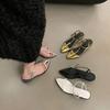 Sandalias Plata de Tacón Grueso con Punta Fina y Tira Delgada Zapatos de Hada Nuevo Estilo Verano 2026 con Diseño Impresionante Zapatos Romanos