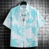 Camisa floral estilo hawaiano transfronteriza para hombre, de manga corta, adecuada para vacaciones junto al mar y en la playa, ropa de hombre, corte holgado, talla grande, top de seda helada