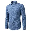 Comércio eletrônico transfronteiriço, Amazon: Nova camisa de manga comprida para homens, com estampa paisley e design retrô em jeans, estilo moderno