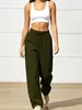 Calça de Moletom Feminina 2026 Outono/Inverno Nova Moda Cruzada Europeia e Americana com Bolso com Cordão Cargo Perna Reta