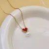 Moda Minimalista Romántico Nicho Corazón Tridimensional Concha Colorida Cuentas Colgante Luz Lujo Acero de Titanio Collar Pendientes Conjunto de Joyería para Mujeres