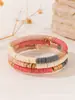 Conjunto de pulseiras coloridas macias de argila, empilháveis, com peças metálicas, em cores Morandi e blocos de cores boêmios, elástico de 6mm