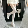 Meias Finas de Veludo Azul com Orelhas de Coelho Fofas Japonesas, Meias Brancas, Meias Longas Lolita