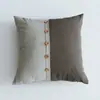 Almofada de Lançar Patchwork Listrado Botão Estilo Floresta Algodão Linho Nórdico Almofada Lombar de Escritório Fronha Atacado