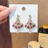 Brincos de Franja Coloridos Estilo Europeu e Americano em Forma de Leque Gota d'Água e Saia, Brincos de Personalidade Nicho Zircônia Microincrustada Estilo Palácio Retro