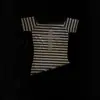 Verano Europeo y Americano Manga Corta Rayas Moda Callejera Suéter Chica Caliente Sexy Top Transfronterizo Camiseta