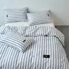 Juego de Ropa de Cama de Algodón de Color Sólido de Cuatro Piezas Estilo Simple para Negocios, Funda de Edredón Individual, Sábana para Dormir sin Ropa, Funda de Edredón, Juego de Tres Piezas para Dormitorio
