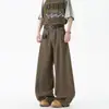 Calça Cargo Marrom Retro Maillard Masculina Primavera Outono Marca Tendência Relaxada Preguiçosa Solta Casual Perna Larga