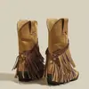 Botines de estilo Western de punta para mujer de talla grande transfronterizos, colección otoño 2026, botines individuales retro con flecos, en stock, talla 43