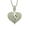 Collar explosivo de comercio exterior popular europeo y americano, colgante de aleación de corazón roto de hip hop para hombres.