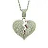 Collar con Colgante de Corazón Roto de Aleación Popular Hip Hop para Hombre Europeo y Americano Explosiones Extranjeras