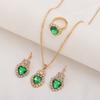 Conjunto de tres piezas de joyería transfronteriza europea y americana con colgante, pendientes, anillo y diamantes, traje de decoración nupcial de moda.