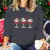 Sudadera de Navidad con Copas de Vino Pullover Regalo de Navidad Dibujos Animados Top Manga Larga Divertida Linda Muñeco de Nieve