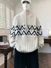 Suéter para Hombre Otoño Invierno Engrosado Cálido Moderno Elegante Casual para Estudiantes de Secundaria Moda Tejido de Punto Color Trenzado