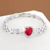 Pulsera de Zirconia Exquisita de Moda con Forma de Corazón de Nuevo Estilo Europeo y Americano, Pulsera de Cobre Puro Versátil Estilo Ins, Joyería al por Mayor