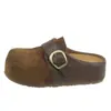 Medias pantuflas de media punta con hebilla interior para aumentar altura, otoño 2026, pantuflas slip-on de suela gruesa para mujer, para usar al aire libre, estilo perezoso