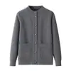 Roupas da Moda para Mães: Novo Cardigan Suéter Casaco Outono-Inverno para Mulheres de Meia-Idade e Idosas, Tricô com Gola Redonda, Transfronteiriço