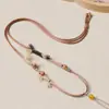 Cordón de Cuero Encerado Delgado Lanyard Tejido a Mano Colgante de Jade Ágata Ámbar DIY Cadena de Collar con Colgante de Combinación Libre