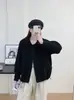 Cardigan de Lã Dupla Face com Gola Simples Tricotado Feminino 2026 Outono/Inverno Novo Solto Versátil Zíper Cor Sólida Casaco Suéter
