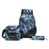 Mochila Casual Transfronteiriça Color Blocking Conjunto de Três Peças Bolsa Térmica Estojo Mochila para Mulheres 2026 Nova Mochila Escolar para Aluno do Ensino Fundamental
