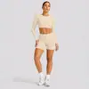 Conjunto Esportivo de Manga Curta com Costas Nuas Transfronteiriço para Mulheres com Bojos Top Fitness Roupa Esportiva ao Ar Livre Roupa de Yoga