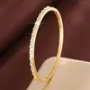 Pulsera de Cobre Estilo Francés Inspirada en el Bosque con Patrón de Bambú Angosto, Simple y Versátil, Incrustada con Circonita Sintética, Electrochapada, Venta Directa del Fabricante, Exclusivamente para Suministro Transfronterizo