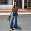 Calça Jeans Feminina Yc & Retro Americano de Cintura Baixa Solta Flare Versátil Ins Slim Fit Outono e Inverno