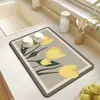 Tapete escurridor para encimera de cocina, tapete absorbente de tierra de diatomeas, posavasos para vajilla, cuencos, platos, tapete para estufa, fregadero, tapete barrera de agua para encimera