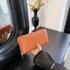 Cartera nueva y sencilla para mujer, de longitud media, con cremallera, de moda, de comercio exterior, de cuero PU, tejida, monedero