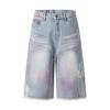 Marca da Moda Lavagem Rasgada Senso de Design de Nicho Shorts Jeans Cropped Masculino Verão Novo Produto Borda Irregular Casual Calças de Pernas Largas