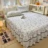Falda de cama de borde acolchado estilo Ins antideslizante para cama individual juego de tres piezas artículo individual producto individual falda de cama doble encaje ropa de cama agradable al tacto