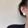 Pendientes de girasol estilo coreano, flor geométrica, perla, diseño nicho, temperamento, combinan con todo, alta gama, pin de plata dieter