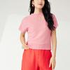 Miyake Feminino de Alta Qualidade Verão Manga Curta Cor Sólida Solto Simples Versátil Gola Canelada Personagem Suéter Camiseta Top