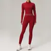 Conjunto de Yoga Color Block Europeu e Americano Transfronteiriço para Mulheres Outono e Inverno Secagem Rápida Respirável à Prova de Vento Roupa para Corrida ao Ar Livre e Fitness Conjunto de Duas Peças