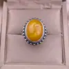 Anel de Cera de Abelha Prata Chiba Tai com Incrustação Estilo Nepal Retrô, Anel de Cera de Abelha Personalizado da Moda Ol de Nicho