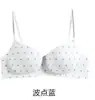 Sujetador inalámbrico de lunares para mujer con poco busto, realzando la redondez, cómodo y transpirable, con tirantes de gel para una espalda bonita, estilo fino de verano