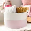 Cesta de Cuerda de Algodón para Ropa Sucia Cesta de Almacenamiento Tejida Nórdica Cesta Grande de Almacenamiento de Juguetes para Dormitorio Cesta Tejida Transfronteriza para Ropa Sucia Venta al por Mayor