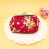 Cartera de Monedas de Lona de Rosa Europea y Americana Tela para Mujer Billetera Pequeña con Hebilla de Bolsa para Llaves Joyero Dorado para Bolsos