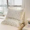 Juego de Falda de Cama Acolchada Estampada 100% Algodón Falda de Cama Engrosada Cubre Cama Funda Nórdica Ropa de Cama Individual Doble Comercio al por Mayor