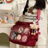 Bolso Cruzado de Lona para Estudiantes de Gran Capacidad para Clase para Mujer Nuevo Japonés Harajuku Color Sólido Cartero Hombro Tote