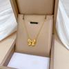 [acero de titanio de cuerpo completo] lazo estilo Mori personalidad minimalista horno collar de oro real femenino ins cadena de clavícula rojo neto