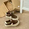 Novedades Otoño 2026 Zapatos Retro Estilo Maillard Color Café con Suela Gruesa para Mujer Plataforma que Aumenta la Altura Cordones Zapatos Casuales Deportivos