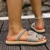 Sandalias Romanas Planas de Cáñamo con Tira Deslizante Casuales para Exteriores, Nuevas de Verano 2026, Transfronterizas, para Mujer