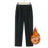 Pantalones de mujer para primavera, otoño e invierno, forrados de polar y engrosados, pantalones de pierna recta de cintura alta para mujeres de mediana edad y mayores, adecuados para usar al aire libre.
