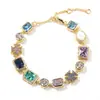 Hip Hop Hip-Hop Transfronterizo Nueva Moda Azul Fresco Geométrico Colorido Circonita Collar y Pulsera Al por Mayor