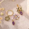 Nuevos Pendientes de Esmalte Estilo Chino con un Toque de Lujo Ligero Vintage de Alta Gama, Pendientes de Aro Pintados Multi-Uso, Diseño de Nicho, Pendientes de Tendencia Nacional