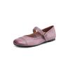 Super Lindos Mocassins Primavera Rouge Lavado Couro de Vaca Primeira Camada 2025 Flat Vazado Entalhado Bico Redondo Couro Sapato de Um Botão